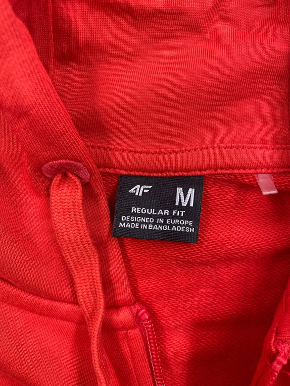 4F Ζακέτα Φούτερ Hoodie CASUAL Λογότυπο Κόκκινο Ανδρική M