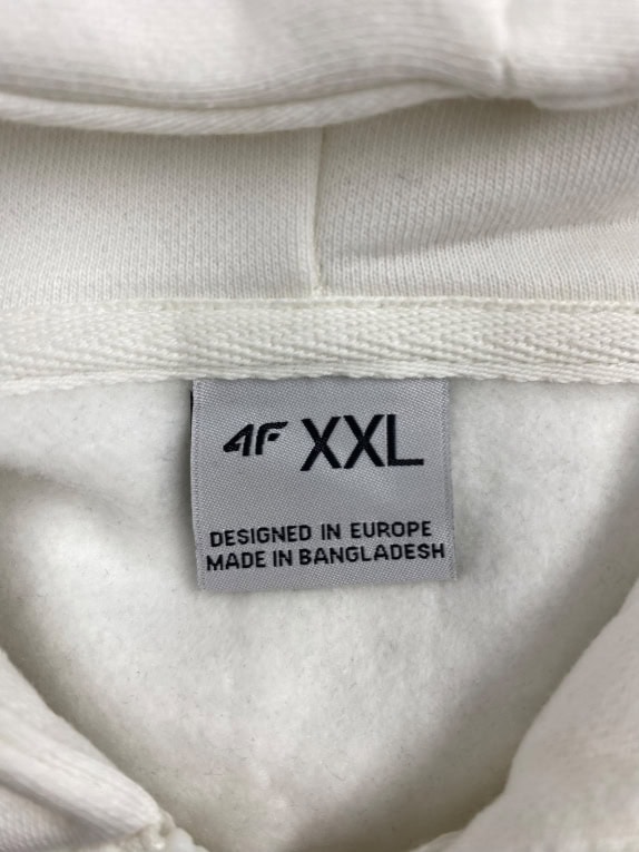 4F Ζακέτα Φούτερ Hoodie Zip Casual Print Λευκή Ανδρική XXL