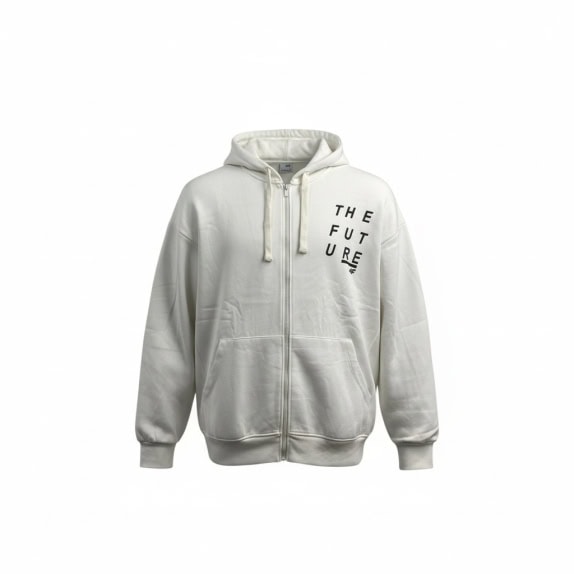 4F Felpa con cappuccio zip casual con stampa bianca da uomo XXL