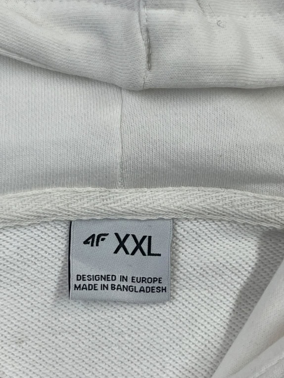 4F Ζακέτα Φούτερ με Κουκούλα Logo Λευκό Unisex XXL