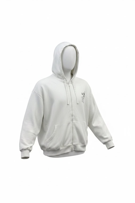 4F Zip Hoodie Logo White Unisex XXL