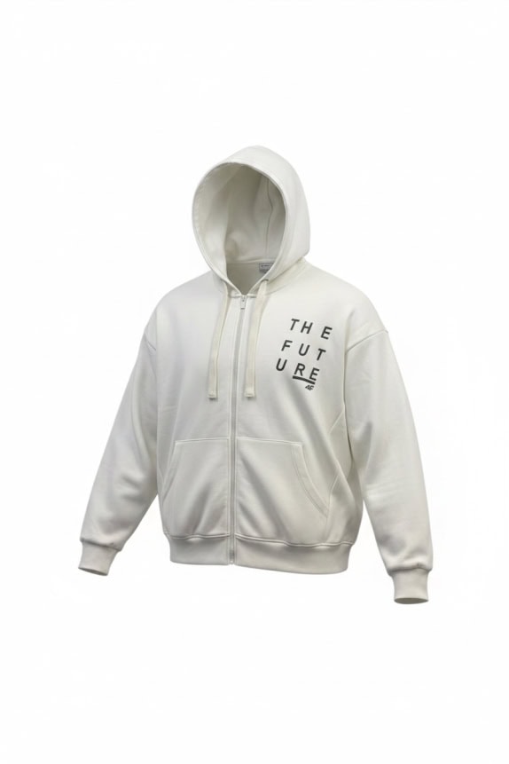 4F Zip Hoodie Logo Λευκό Unisex XXL