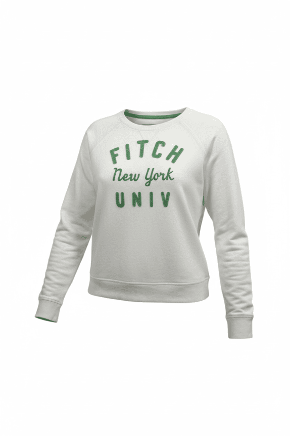 Abercrombie & Fitch Φούτερ Cropped Casual Logo Λευκό Γυναικείο S
