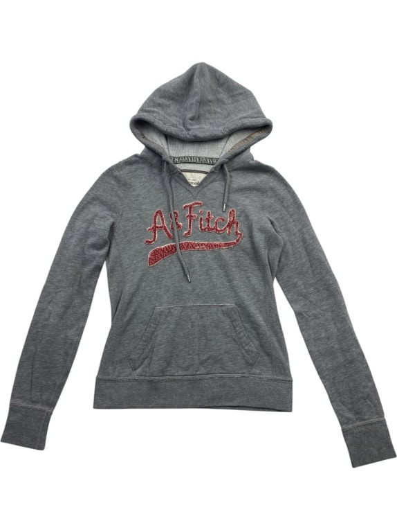 ABERCROMBIE & FITCH Φούτερ Hoodie Vintage Με Κεντημένο Λογότυπο Γκρι Γυναικείο S