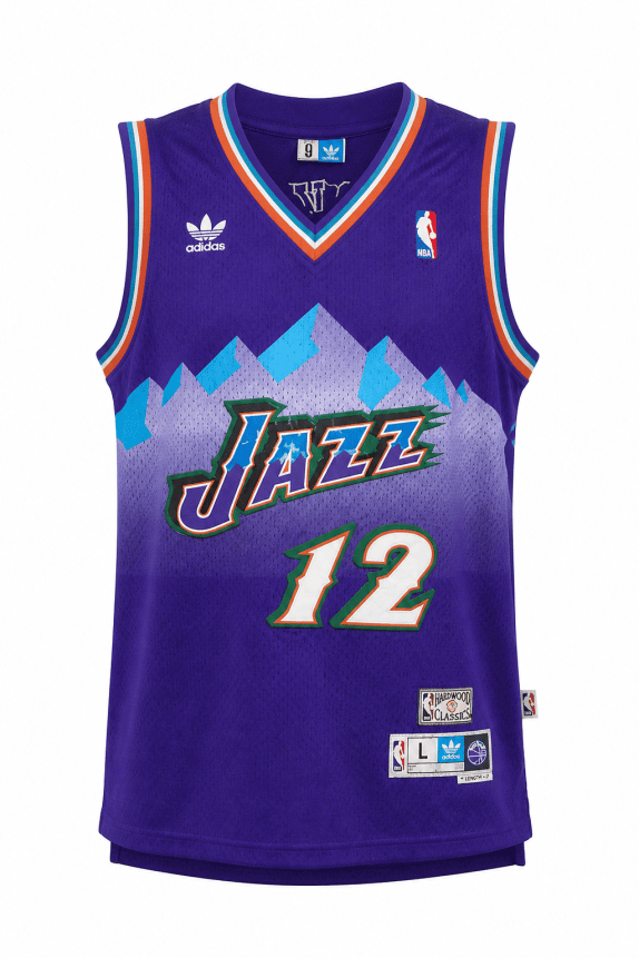 1990s NBA BASKETBALL JERSEY JAZZ VINTAGE PURPLE MEN PRE OWNED L