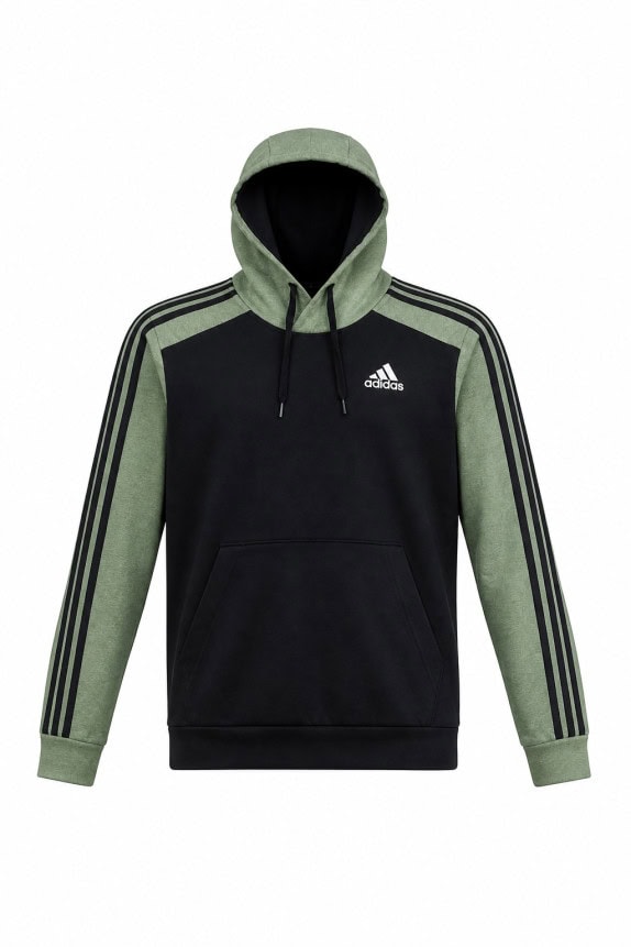 ADIDAS FELPA CON CAPPUCCIO SPORTSWEAR NERO VERDE OLIVA UNISEX PRE OWNED S