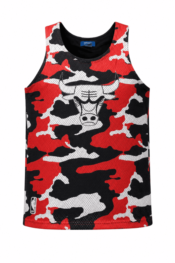 2000s ADIDAS NBA MUSCLE TEE GRAPHIC ROSSO NERO UOMO PRE OWNED S