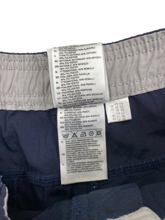 ADIDAS pantaloni cargo 3/4 vintage con logo ricamato blu scuro da uomo XS