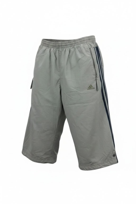ADIDAS PANTALONI CAPRI VINTAGE CON LOGO GRIGI DA UOMO M