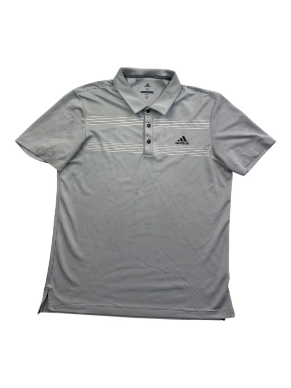 ADIDAS POLO SHIRT GOLF STRIPED LOGO GREY MEN M