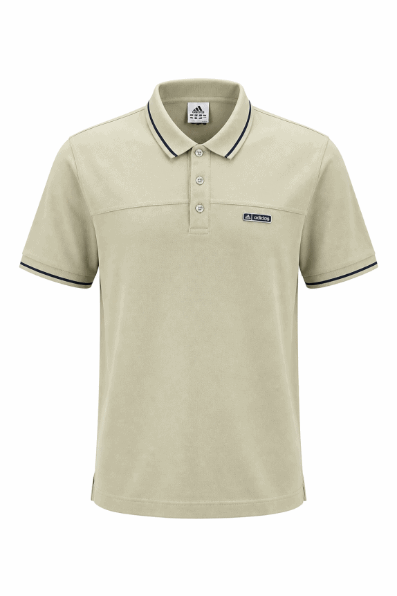 90s ADIDAS POLO SHIRT MINIMAL BEIGE MEN PRE OWNED L