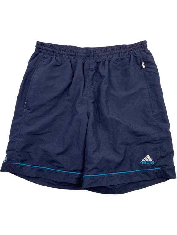 ADIDAS Pantaloncini vintage con logo ricamato blu navy da uomo L