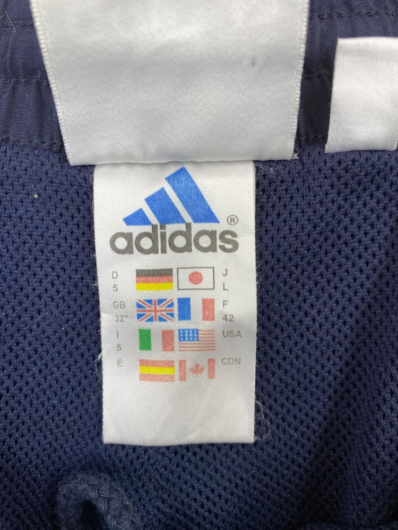 ADIDAS Pantaloncini vintage con logo ricamato blu navy da uomo L