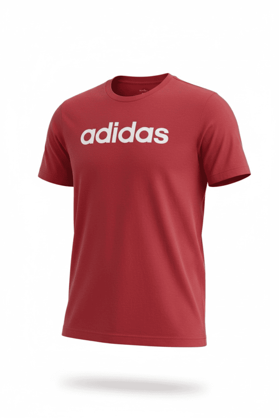 ADIDAS T-SHIRT CASUAL LINEAR LOGO PRINT RED MENS MEDIUM