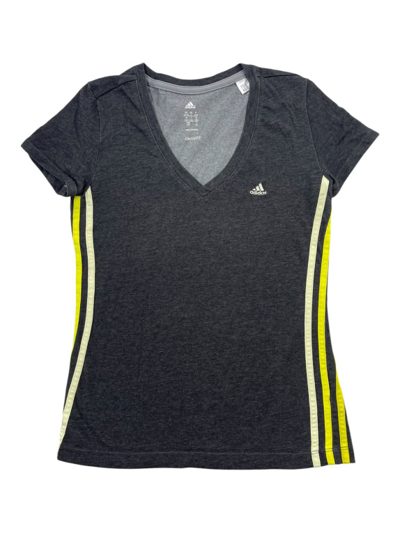 ADIDAS T-SHIRT CLIMALITE ΜΕ ΛΑΙΜΟΚΟΨΗ V ΛΟΓΟΤΥΠΟ ΓΚΡΙ/ΚΙΤΡΙΝΟ ΓΥΝΑΙΚΕΙΟ S