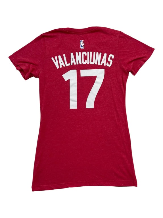 ADIDAS T-SHIRT TORONTO RAPTORS VALANCIUNAS #17 LOGO RED WOMEN'S XS