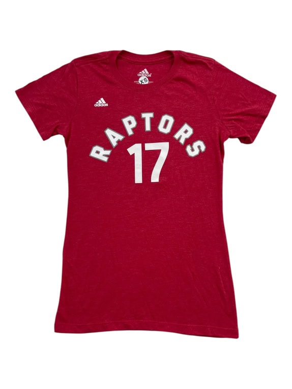 ADIDAS T-SHIRT TORONTO RAPTORS VALANCIUNAS #17 LOGO RED WOMEN'S XS