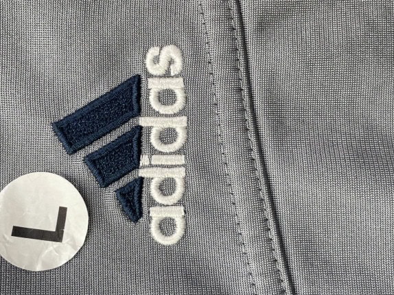 90s ADIDAS TRACK JACKET SPORTSWEAR GREY BLUE MEN PRE OWNED L