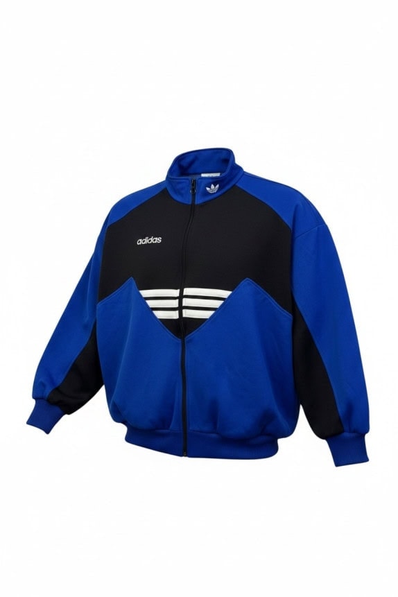 ADIDAS TRACK JACKET VINTAGE SPORTSWEAR BLUE BLACK UNISEX PRE OWNED S