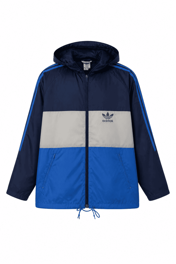 1983 ADIDAS WIND BREAKER SPORTSWEAR ΜΠΛΕ ΑΝΤΡΙΚΟ PRE OWNED L