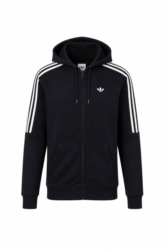 ADIDAS FELPA CON ZIP A RIGHE NERA UOMO PRE OWNED S