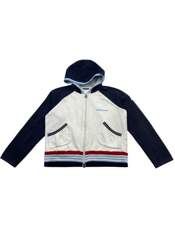 ADIDAS Ζακέτα Hoodie Vintage Με Λογότυπο Μπλε Λευκό Ανδρική S