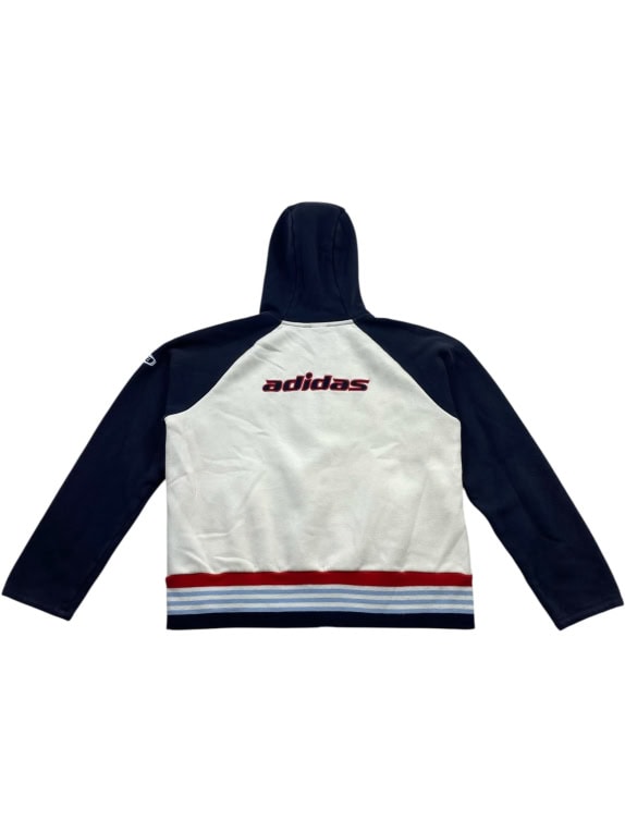ADIDAS Ζακέτα Hoodie Vintage Με Λογότυπο Μπλε Λευκό Ανδρική S