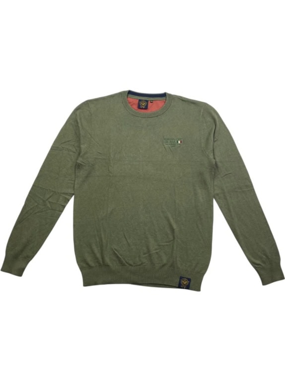AERONAUTICA MILITARE CASUAL KNITTED JUMPER OLIVE GREEN MENS XXL