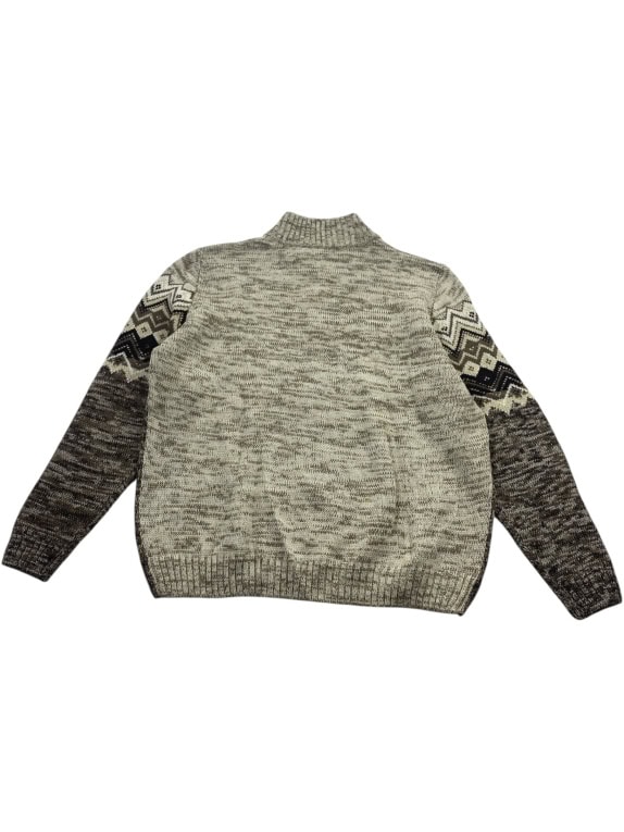 Aeropostale Sport Maglione lavorato a maglia con mezza zip beige marrone da uomo 3XL