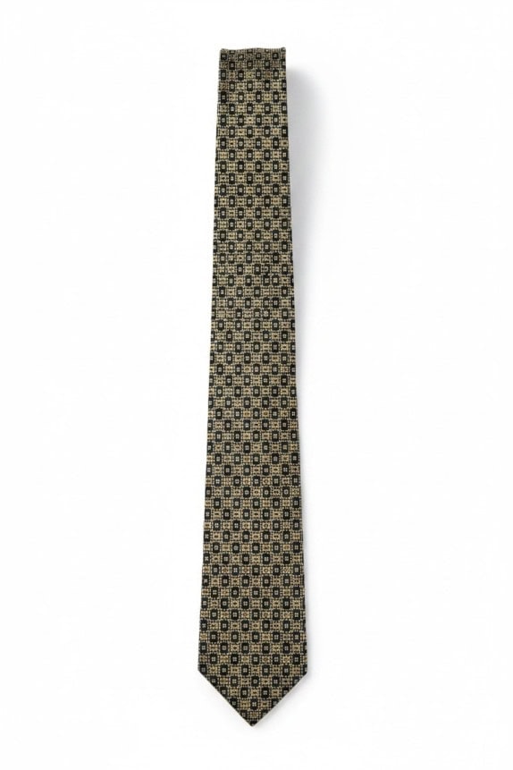 BRAND SCONOSCIUTO CRAVATTA RETRO NERA BEIGE UOMO PRE OWNED