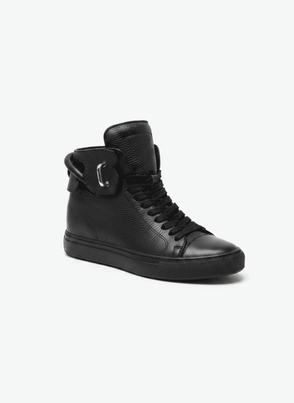 BUSCEMI 100MM HIGH TOP LEATHER SNEAKERS BLACK WOMENS PRE OWNED EU 37
