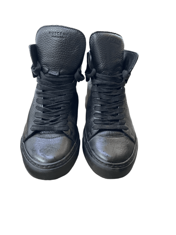 BUSCEMI 100MM HIGH TOP ΔΕΡΜΑΤΙΝΑ SNEAKERS ΜΑΥΡΑ ΓΥΝΑΙΚΕΙΑ PRE OWNED EU 37