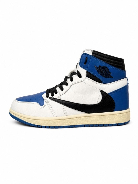 NIKE AIR JORDAN 1 HIGH TRAVIS SCOTT FRAGMENT SNEAKERS ΛΕΥΚΑ ΜΠΛΕ ΜΑΥΡΑ ΑΝΔΡΙΚΑ PRE OWNED EU 42.5
