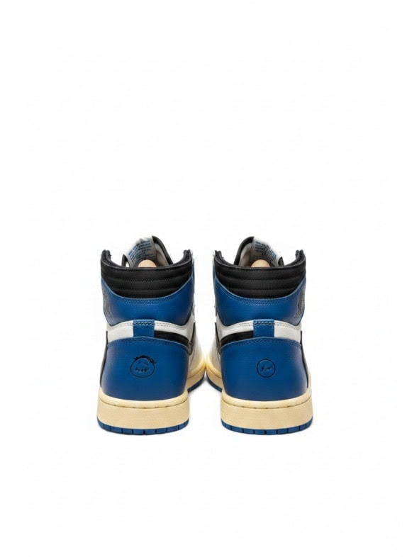 NIKE AIR JORDAN 1 HIGH TRAVIS SCOTT FRAGMENT SNEAKERS WHITE BLUE BLACK MENS PRE OWNED EU 42.5