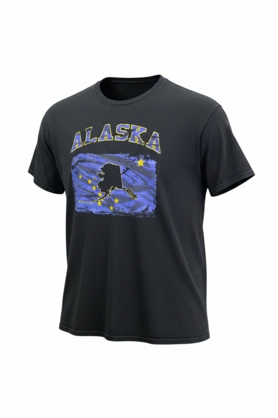 ALASKA STATE T-SHIRT BIG LOGO ΜΑΥΡΟ UNISEX XL