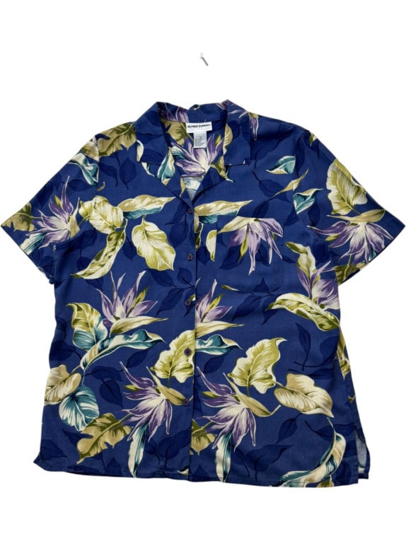 ALFRED DUNNER CAMICIA FLORAL BLU UOMO PRE OWNED M