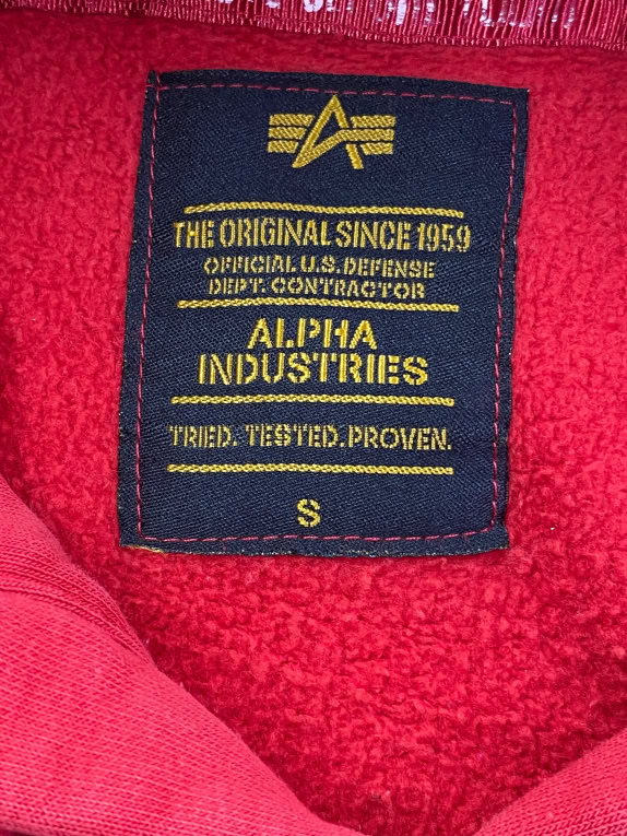 ALPHA INDUSTRIES FELPA CON CAPPUCCIO BIG LOGO STAMPA POSTERIORE ROSSO UNISEX S