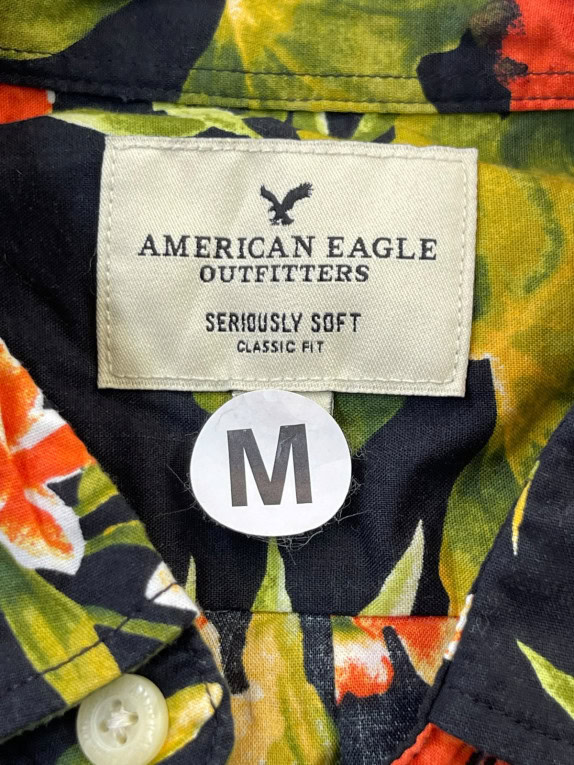 AMERICAN EAGLE ΟΥΠΕΡΤΕΡΣ ΠΟΥΚΑΜΙΣΟ FLORAL ΜΑΥΡΟ ΑΝΔΡΙΚΟ PRE OWNED M