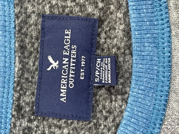 AMERICAN EAGLE OUTERWEAR SWEATSHIRT GRAPHIC ΓΚΡΙ ΜΠΛΕ ΑΝΤΡΙΚΟ PRE OWNED S