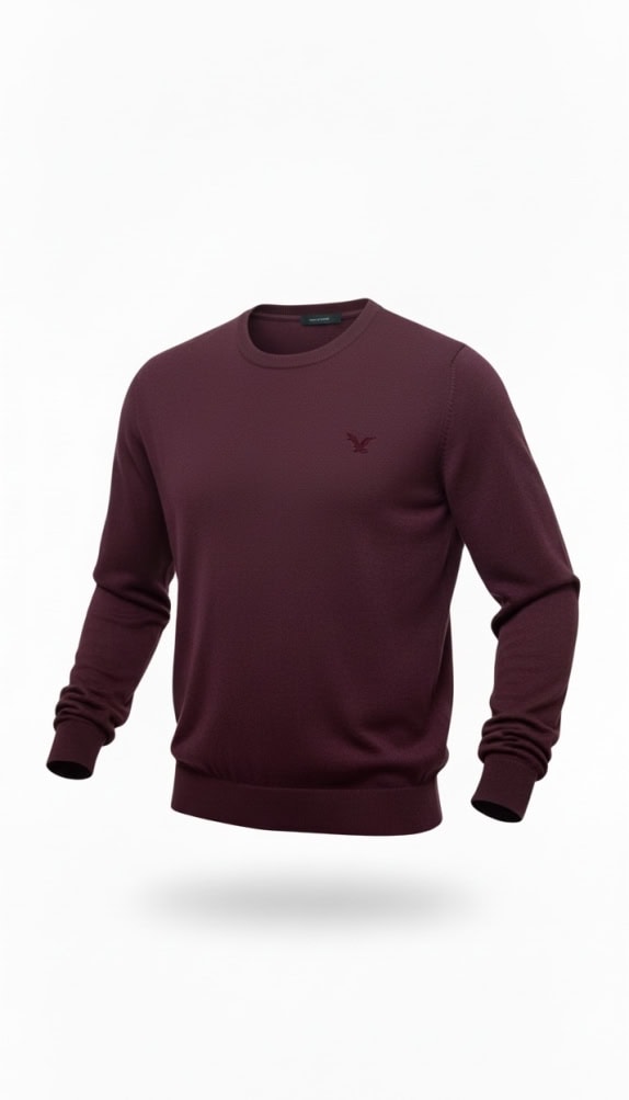 AMERICAN EAGLE Πουλόβερ Λεπτής Πλέξης Μικρό Λογότυπο Μπορντό Ανδρικό L