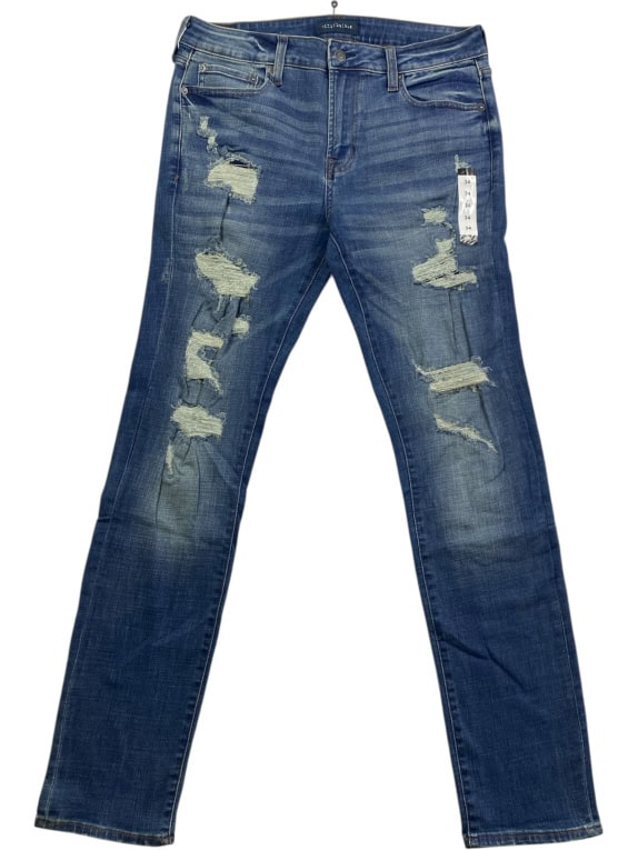 Men’s Blue Distressed Slim Fit Jeans Size 34