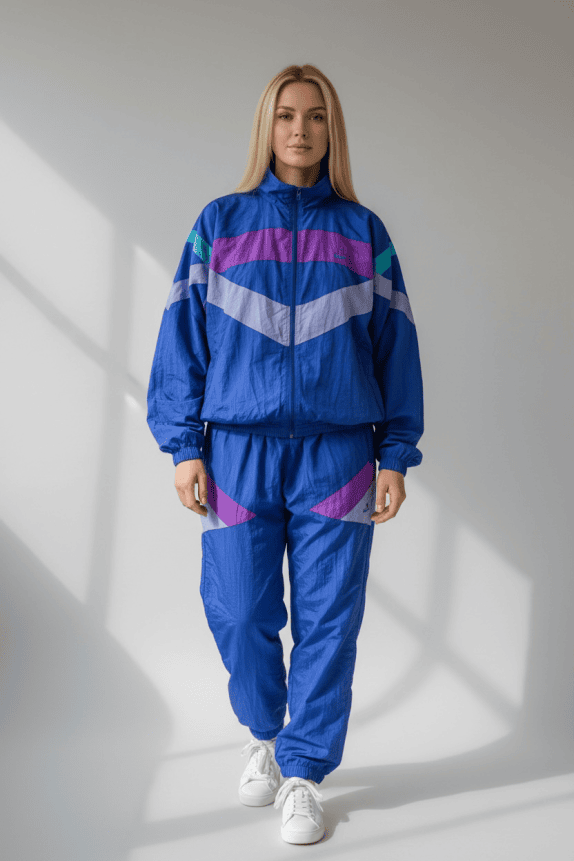 Any Wear Φόρμα Σετ Tracksuit Vintage Πολύχρωμο Μπλε Γυναικείο L