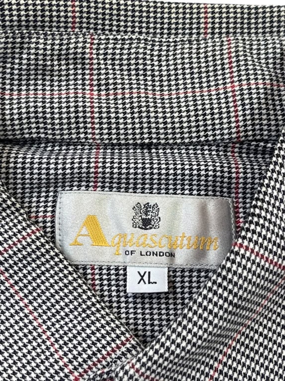 AQUASCUTUM OF LONDON ΠΟΥΚΑΜΙΣΟ CLASSIC ΚΑΡΟ ΓΚΡΙ ΑΝΤΡΙΚΟ PRE OWNED XL