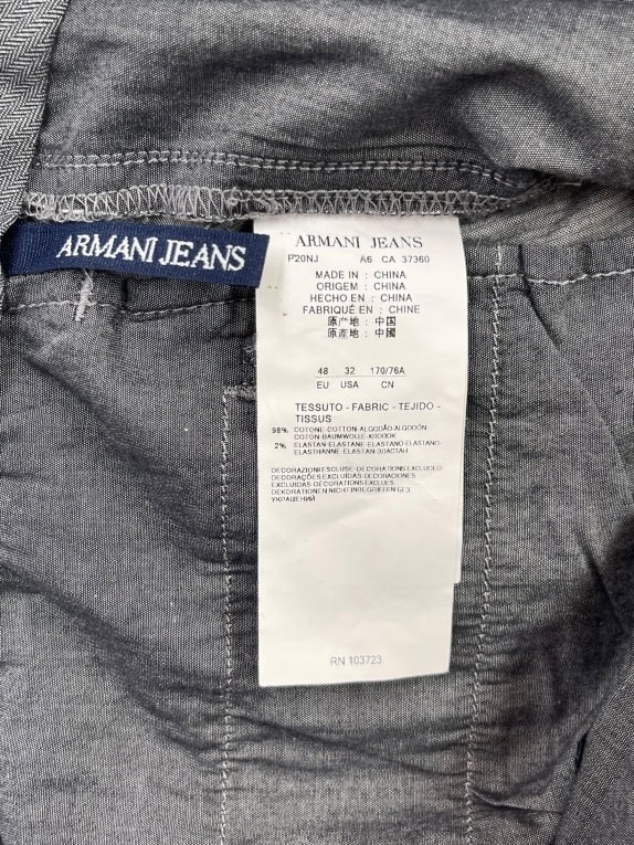 Armani Jeans Chino Pants Minimal Grey Men’s S