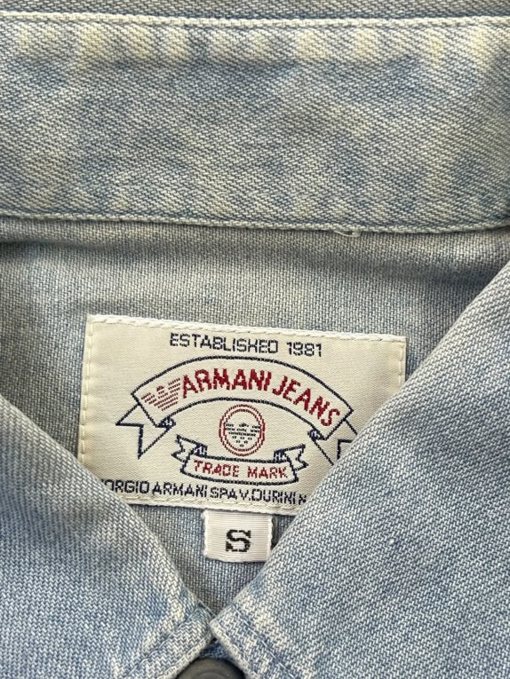 ARMANI JEANS CAMICIA DENIM WASHED BLUE UOMO PRE OWNED S
