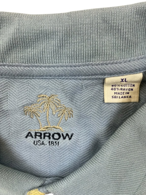 Arrow Polo Shirt Floral Pattern Light Blue UNISEX XL