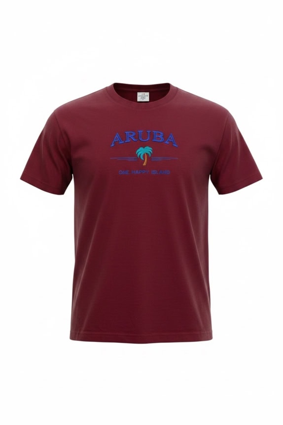 ARUBA T-Shirt Embroidered Logo Burgundy Unisex L