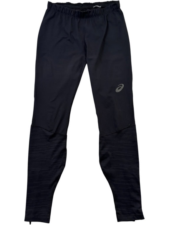 ASICS RUNNING LEGGINGS ATHLETIC BLACK MEN PRE OWNED S