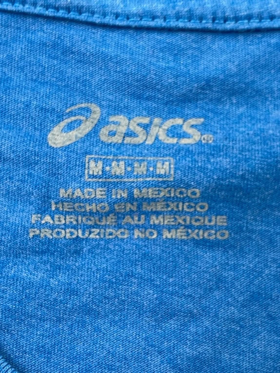 ASICS V NECK T SHIRT SPORTSWEAR GRAPHIC BLUE WOMEN PRE OWNED