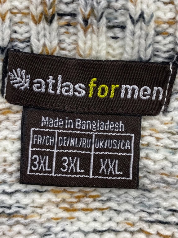 Atlas For Men Πλεκτή Ζακέτα Casual Μελανζέ Μπεζ Ανδρική 3XL